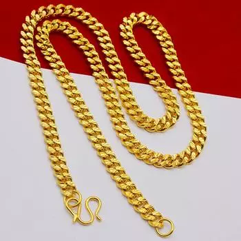 Простое песочно-золотое ожерелье NK для мужчин, позолоченное, для женщин, толстое ожерелье с кубинской цепочкой 6N