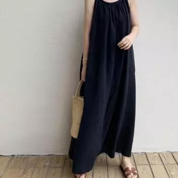 Простое платье Летнее платье-комбинация без рукавов Длинное праздничное платье One Size хаки