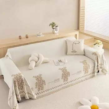 Простое полотенце для дивана из синели с изображением медведя, высококачественное универсальное нескользящее грязеотталкивающее покрытие для дивана с сиденьем императорской наложницы, четыре сезона 180*180cm