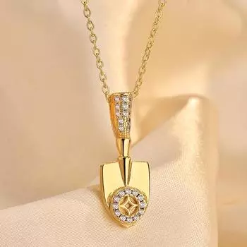 Простое позолоченное маленькое ожерелье в форме лопаты, легкая роскошь, высококачественный Sense, микро-инкрустированный цирконием, нишевый дизайн, цепочка на ключицу, женская золотой