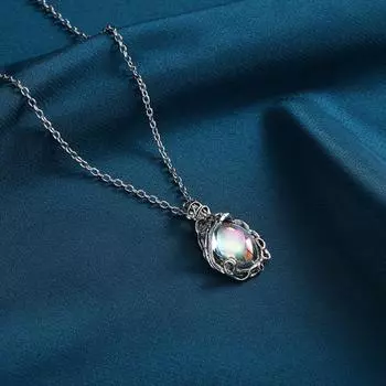 Простое ретро ожерелье с подвеской из лунного камня, модные украшения, ослепительная красочная ключичная цепочка