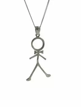 Простое серебряное ожерелье Stickman 925 без камней