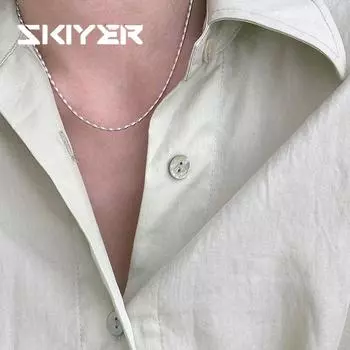 Простое серебряное ожерелье, ювелирные аксессуары для женщин, модная цепочка на ключицу, подарок на вечеринку 45cm серебряный