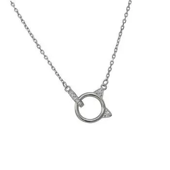 Простое студенческое кольцо-цепочка с изображением кошки, милого котенка, женственности, ожерелье на шею, цепочка на ключицу Copper