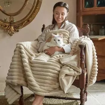 Простое теплое одеяло из искусственного меха, зимние пледы, плюшевое одеяло, двухслойное фланелевое покрывало, чехол для дивана для гостиной, спальни 100x150cm белый