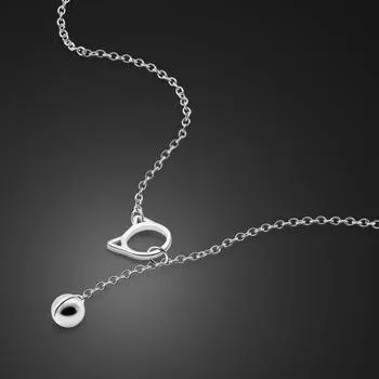 Простое твердое ожерелье из стерлингового серебра 925 пробы с котенком и колокольчиком для девочек, милый колокольчик с животным кулоном в виде кошки, колье, 100% серебряные украшения, женский подарок