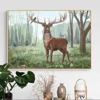 Простое украшение для гостиной, картина с оленем, отель, клуб, кафе, вилла, домашняя картина на холсте, настенная живопись «Кошмар перед Рождеством» 20*40cm