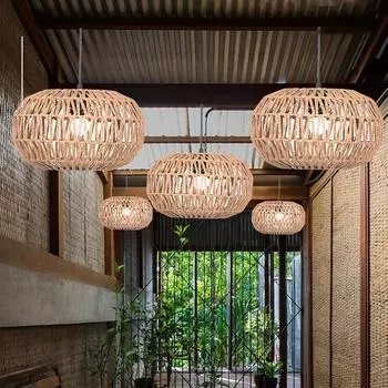 Простое украшение лампы, абажур из бумажной веревки, абажур ручной работы, украшение для ресторана или бара