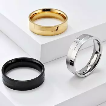 Простое унисекс глянцевое матовое несоответствующее геометрическое кольцо из титановой стали для мужчин и женщин, свадебное украшение, цветное парное кольцо на палец 6# золотой