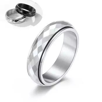 Простое унисекс ромбовидное граненое кольцо в стиле хип-хоп для мужчин и женщин, кольцо из нержавеющей стали для пары, кольцо на палец, снятие стресса, тревога, свадебные украшения для мужчин 5# серебряный