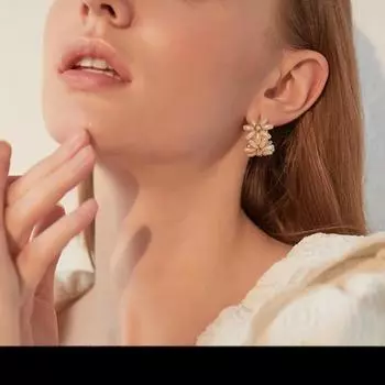 Простое винтажное кольцо из серебра 925 пробы с искусственным жемчугом и цветком, серьги-кольца для женщин, модные украшения (5 шт. бесплатной доставки)