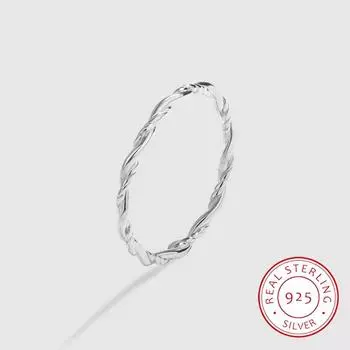 Простое витое веревочное кольцо для пары с крестом для женщин, оригинальное геометрическое кольцо из стерлингового серебра, свадебный подарок, ювелирные изделия 6 белый