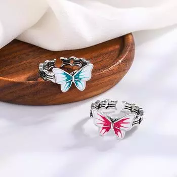 Простое высококачественное кольцо-бабочка с клеем, нишевый дизайн, индивидуальность, мода, темперамент, легкое, роскошное, открытое женское кольцо opening adjustable