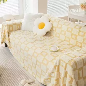 Простое высококачественное однотонное полотенце для дивана с кроликом, нескользящее универсальное пылезащитное покрытие с защитой от царапин, осень и зима 180*130cm