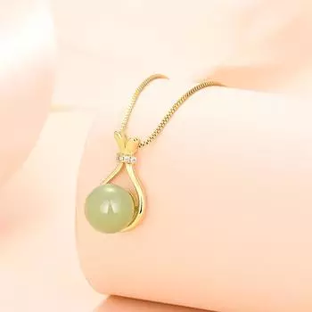 Простое женское ожерелье «Счастливый мешок» с нишевым дизайном, имитация натурального нефрита Хотан, подвеска на ключицу