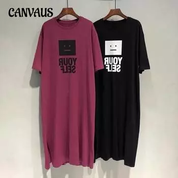 Простое женское платье с буквами размера плюс, летнее, свободное, повседневное, прямое, футболка-платье M чёрный