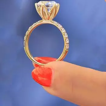 Простое женское свадебное обручальное кольцо в европейском и американском стиле с инкрустацией золотом, круглый белый кристалл, кольцо со стразами, ювелирные изделия 10