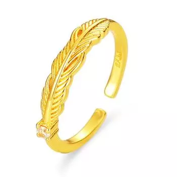 Простое золотое перо кольцо женское то же самое нишевое темпераментное открывающееся регулируемое кольцо подарок на день рождения adjustable золотой