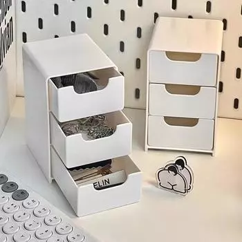Простой 3-уровневый настольный мини-ящик для хранения, многофункциональный ящик для хранения ювелирных изделий, канцелярских принадлежностей, мелочей, органайзер для деталей ручной работы 1PC