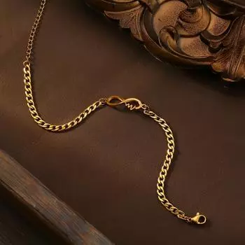 Простой 8-брендовый браслет на щиколотку Niche Light Luxury Design из титановой стали с покрытием из 18-каратного золота