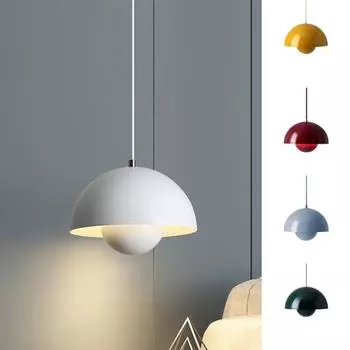 Простой абажур в форме цветка, небольшая люстра, регулируемая длина провода, три цвета света, современный глобус для кухни, столовой, потолочный светильник синий