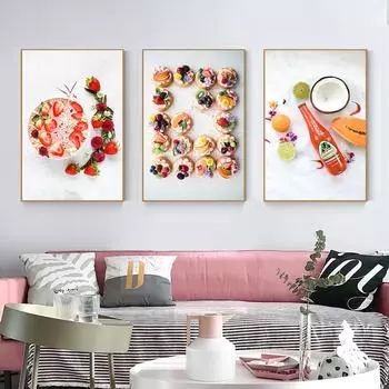 Простой абстрактный художественный постер с фруктами, десерт, печенье, еда, мед, украшение, живопись, ресторан, кухня, настенный постер, изображение 21cm30cm NoFrame