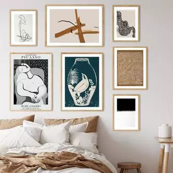 Простой абстрактный постер Пикассо ваза птица современный рисунок линии настенная живопись печать на холсте настенные панно для гостиной домашний декор A4 21X30cm No Framed