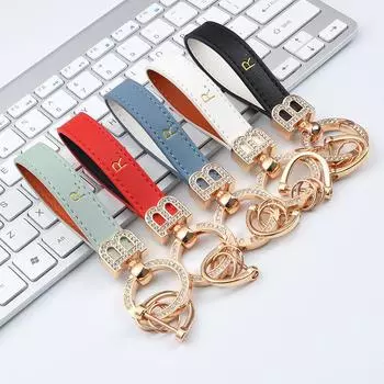 Простой анти-потерянный брелок для номерного знака для мужчин, автомобильный кулон с пряжкой, брелок для ключей, ремешок золотой/чёрный