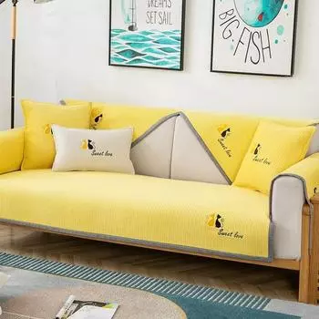 Простой бархатный коврик для дивана, противоскользящий, пылезащитный, антистатический, маленькая решетка, чехол для дивана, милое украшение для дома, подушка на спинку 70x70cm 1pcs