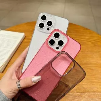 Простой блестящий прозрачный мягкий чехол для телефона iPhone 16 Pro Max 15 Plus 14 Pro 13 12 Mini 11 XS XR 8 7 SE 2022 Bling силиконовый противоударный прозрачный чехол iPhone 16 чёрный