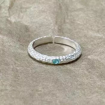 Простой браслет Аквамарин Матовый S925 Серебряный Открывающийся Женский Кольцо Мода Универсальный Высокий Чувство opening adjustable серебряный