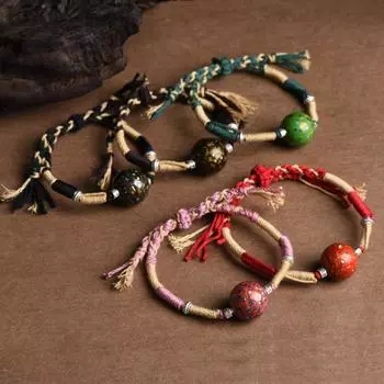 Простой браслет из лакированных бусин, блестящий новый китайский браслет, модный плетеный браслет из веревки унисекс Style D