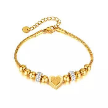 Простой браслет из нержавеющей стали с бусинами из циркония, трехмерный, матовый, с любовью