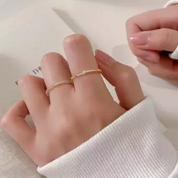 Простой браслет из стерлингового серебра 925 пробы, женское кольцо с особым интересным дизайном, сменное кольцо на указательный палец, комплект из двух колец с бриллиантами opening adjustable