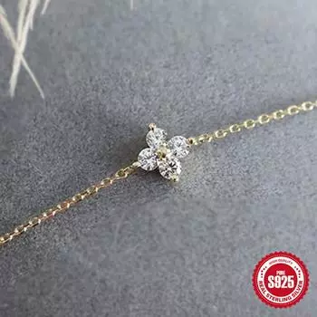 Простой браслет из стерлингового серебра S925 с серебряным покрытием, женский, изящный, мини, четырехлистный клевер, ниша, светлый, роскошный дизайн, темперамент 925 silver золотой