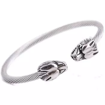 Простой браслет из титановой стали с двойными головами китайского дракона, кабельный браслет, браслет с драконом