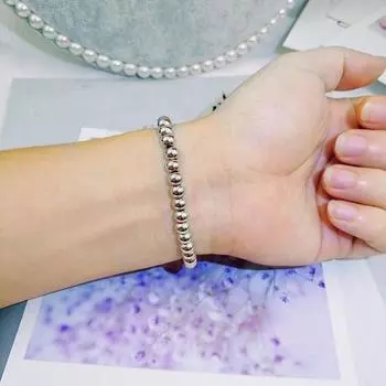 Простой браслет из золотых бусин для мужчин и женщин, эластичные бусины, браслет для вечеринок, ювелирные изделия серебряный