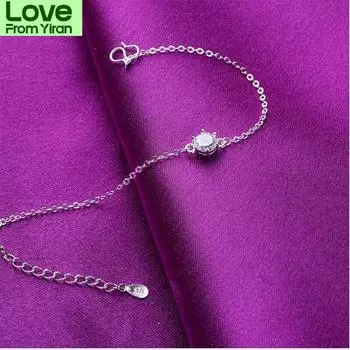 Простой браслет на щиколотку из стерлингового серебра 925 пробы для женщин, супер блестящий браслет из циркония Chian, ювелирные изделия S -B133