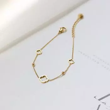 Простой браслет-ожерелье с четырьмя лепестками золотой