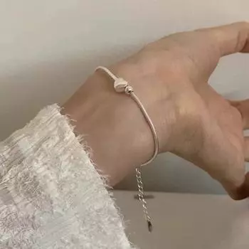 Простой браслет с подвесками в виде любви, блестящий браслет в форме сердца, изысканный универсальный браслет, ювелирные изделия, аксессуары, подарки на день рождения 1Pc