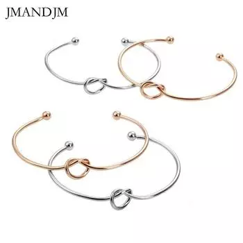 Простой браслет с завязанными узелками, европейский и американский металлический открытый браслет, универсальный браслет своими руками из розового золота для женщин