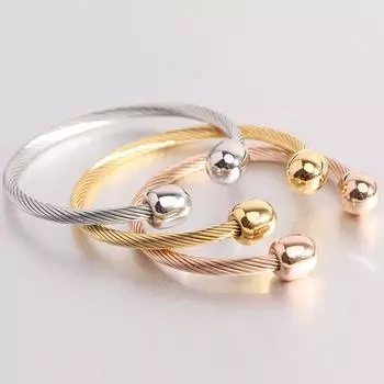 Простой C-образный браслет из титановой стали, простой в стиле ретро стильный женский браслет с кабелем и проволокой золотой