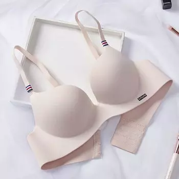 Простой цельный бесшовный бюстгальтер без косточек пуш-ап с тонким переходящим в толстый наполнителем, предотвращающий отвисание, для девочек-подростков 32/70