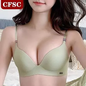 Простой цельный бюстгальтер для девочек, собранный без бюстгальтера со стальным кольцом 32/70AB зелёный