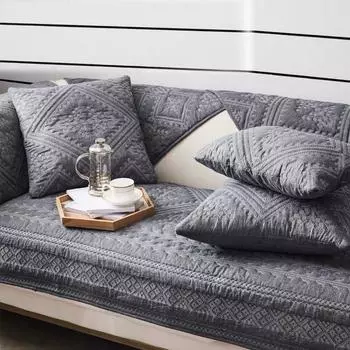 Простой чехол для диванной подушки с вышивкой, универсальный нескользящий полный чехол, универсальный чехол на спинку для всех сезонов, комбинированная подушка, приятная для кожи 70*70