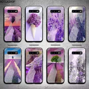 Простой чехол для телефона с лавандовыми фиолетовыми цветами из закаленного стекла для Samsung S20 Plus S7 S8 S9 S10 Note 8 9 10 Plus Galaxy S10