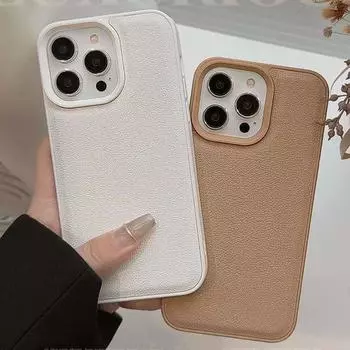 Простой чехол для телефона с текстурой личи для iPhone 15 14 13 12 11 Pro Max, мягкий чехол из ТПУ iPhone 11 белый