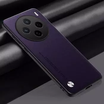 Простой чехол из искусственной кожи для VIVO X200s X200 Pro Mini X 200 Ultra Matte Cover Luxury Camera Protective Противоударный чехол с мягкой рамкой For VIVO X200S темно-фиолетового