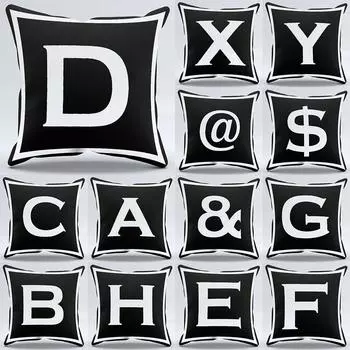 Простой черно-белый чехол с буквенным принтом для дома, гостиной, дивана, украшения офиса, подушка, наволочка 40X40CM