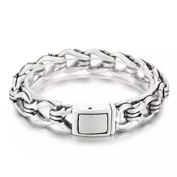 Простой, чтобы быть старым, персонализированный браслет в стиле панк, модное ретро-модное мужское кольцо, наручники, браслет из нержавеющей стали